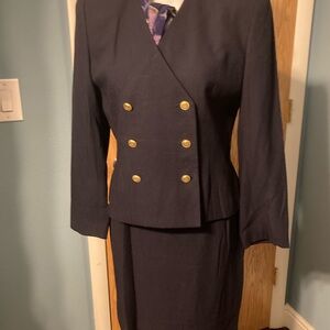 Kasper Midnight Navy Blazer and Skirt Ensemble